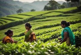 Tea pluckers at work