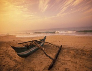 A fishing boat at sunset, Negombo