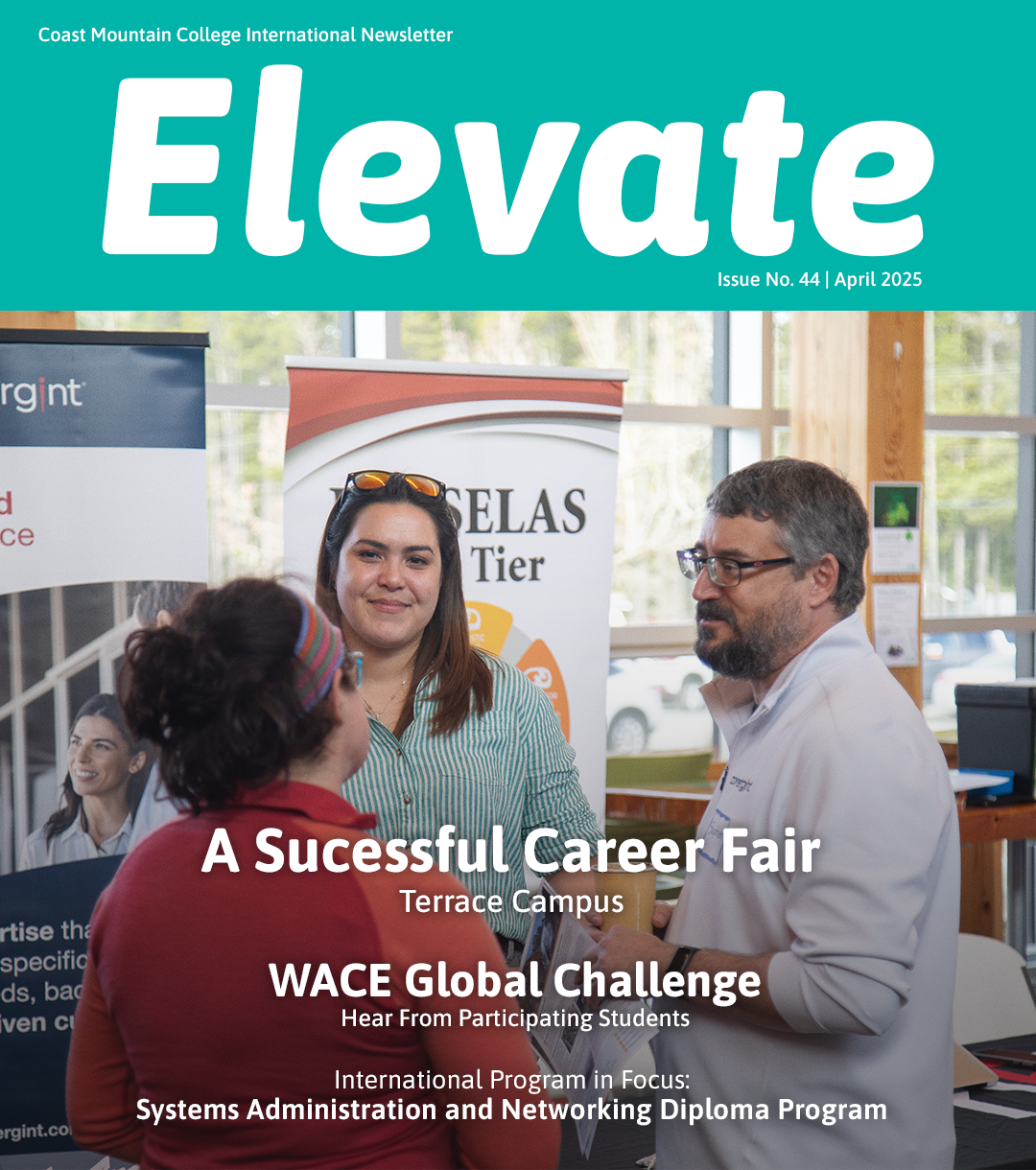 Cover of the CMTN International newsletter featuring the Terrace campus career fair
