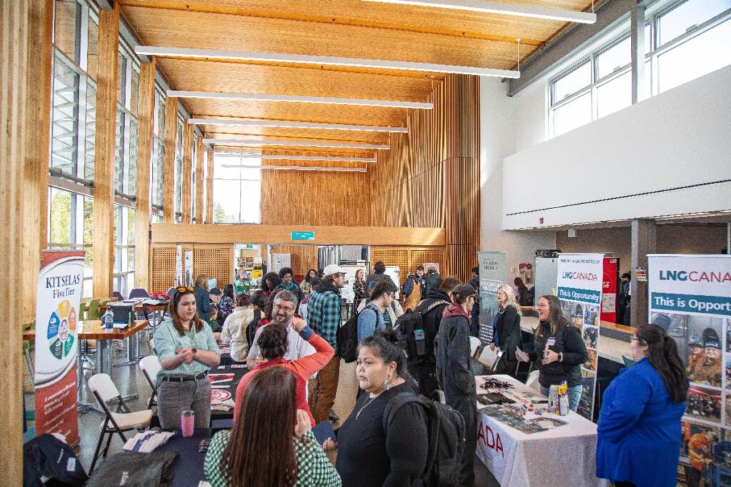 The hall at Waap Amgam filled with students and employer tables during the career fair