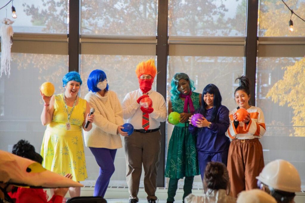 The winning group costume: the emotions from Inside Out, who beat out the Beetlejuice group